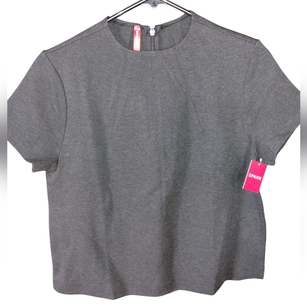 SPANX NWT Women's Short Sleeve Funnel Top - Black, Size Small - Picture 11 of 11